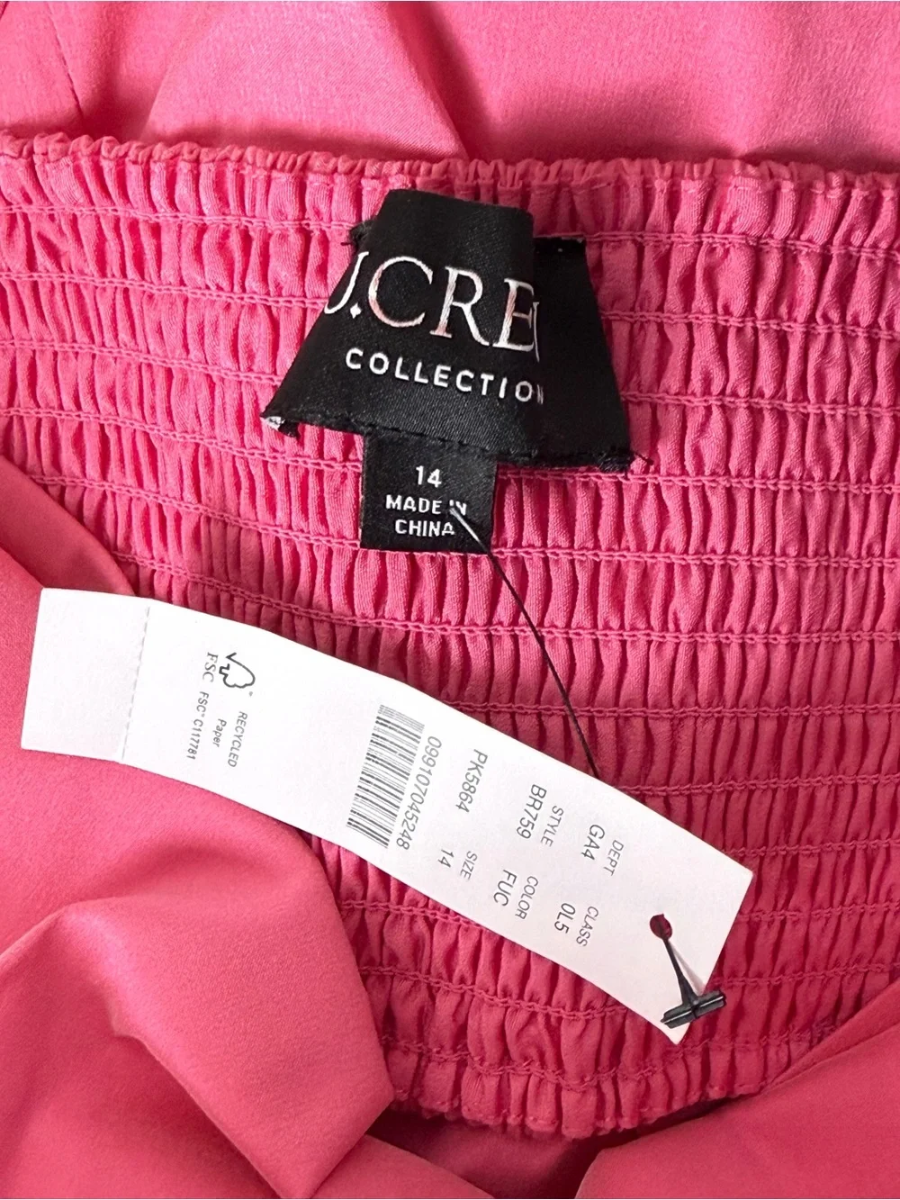 J CREW COLLECTION Bow Bodice Cutout Smocked Back Coquette Princesscore Dress 14